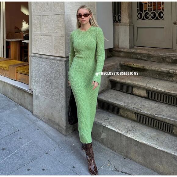 MANGO Ribbed Knit Maxi Dress 💚✨ NWT | Size 8 - Picture 2 of 16